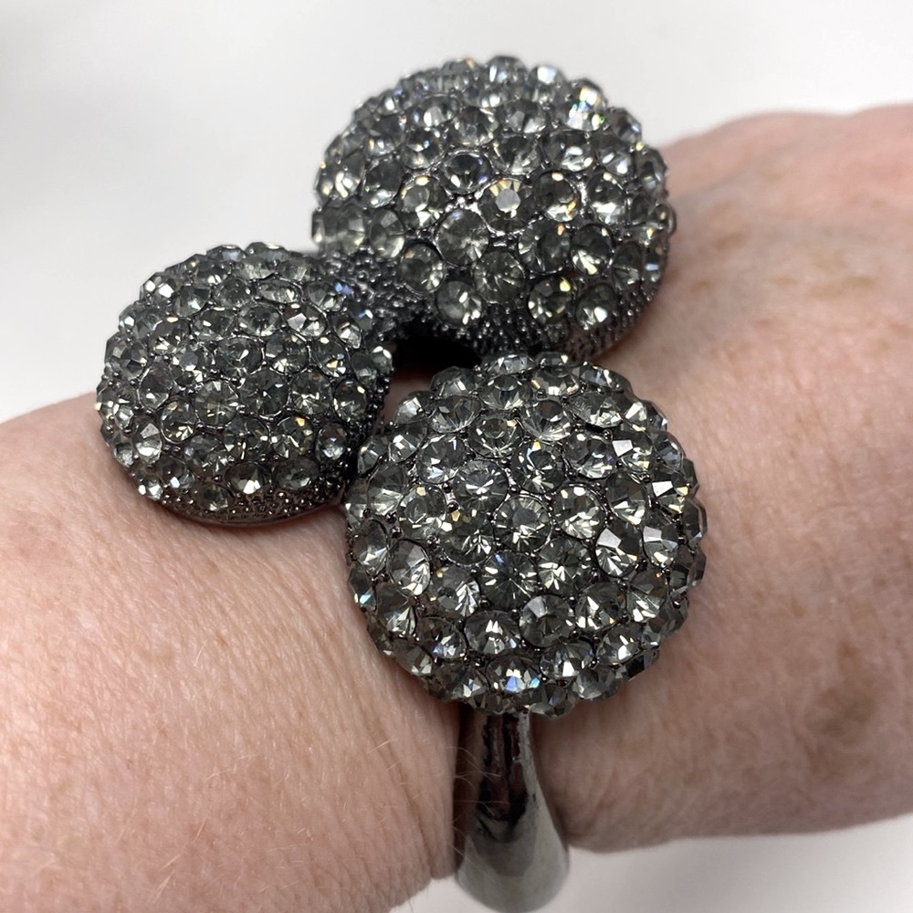 Women's Bold Silver Bling Costume CZ Rhinestone Dressy Bracelet Magnetic Closure